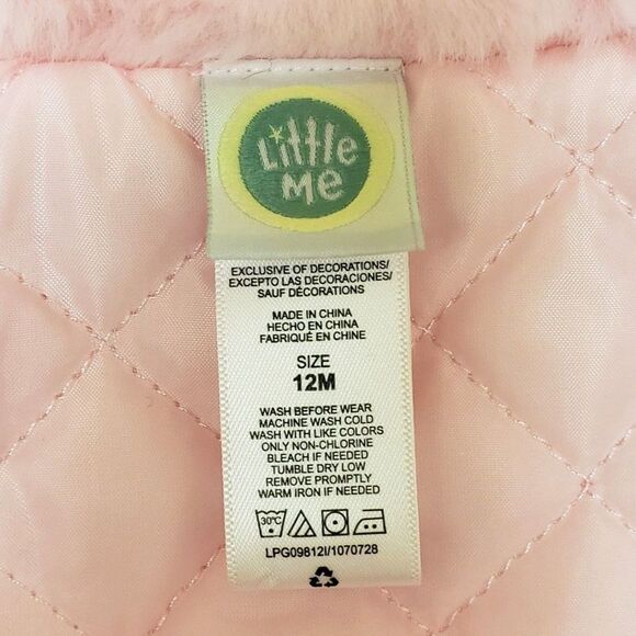 Little Me Girl Pink Pea Coat Quilted Lining Size 12M - Picture 7 of 8